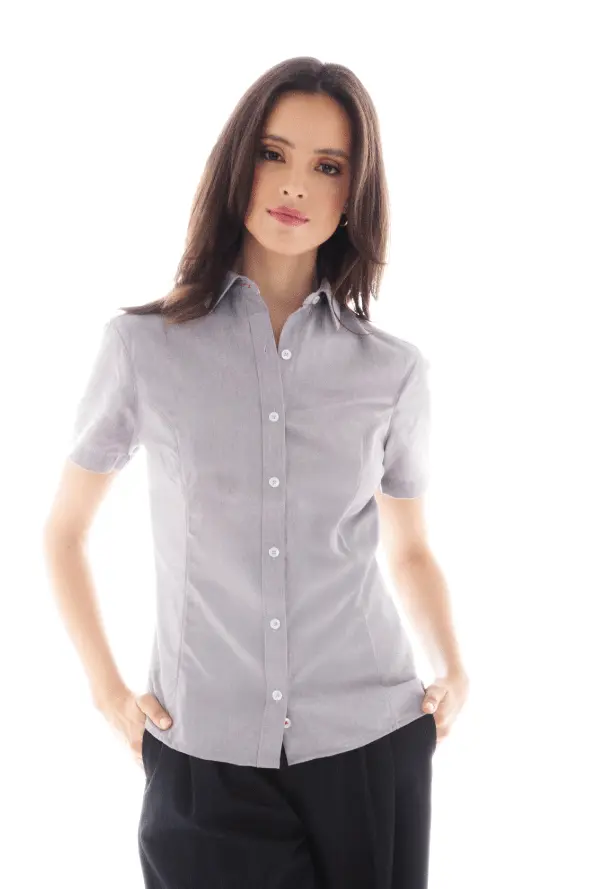 6001D PLAYERYTEES Blusa Oxford Manga Corta para Dama