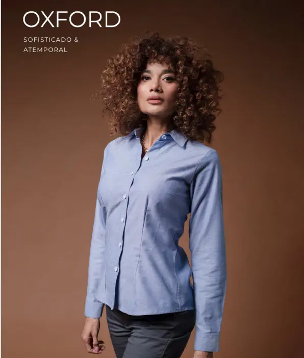 BLUSA BIBO OXFORD MANGA CORTA DAMA  